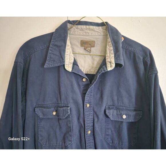M2 Faded Glory Originals navy button-down casual/work/hiking shirt long sleeves - Picture 3 of 7